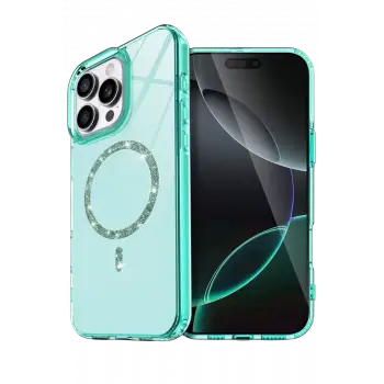 Newface Apple iPhone 15 Pro Max Live Diamond Magsafe Kapak - Yeşil