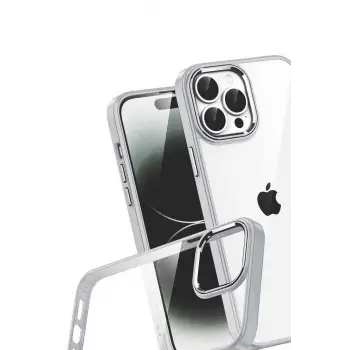 Newface Apple iPhone 15 Pro Max Razer Lensli Silikon - Gümüş