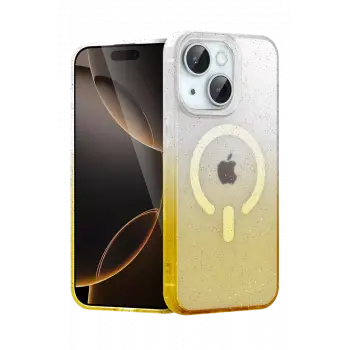 Newface Apple iPhone 15 Pummel Shiny Magsafe Kapak - Gold