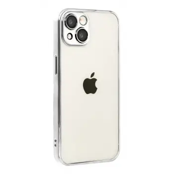 Newface Apple iPhone 15 Razer Lensli Silikon - Gümüş