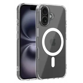 Newface Apple iPhone 16 Combo Sert Şeffaf Magsafe Kapak - Şeffaf
