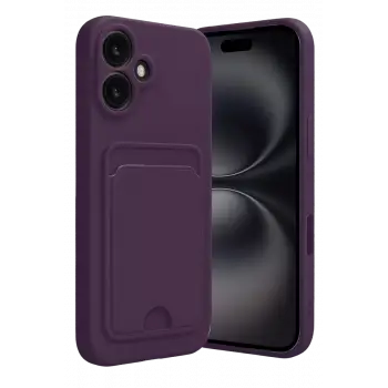 Newface Apple iPhone 16 Kılıf Kelvin Kartvizitli Silikon - Derin Mor
