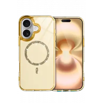 Newface Apple iPhone 16 Plus Live Diamond Magsafe Kapak - Sarı