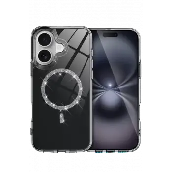 Newface Apple iPhone 16 Plus Live Diamond Magsafe Kapak - Siyah