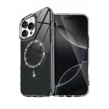 Newface Apple iPhone 16 Pro Max Live Diamond Magsafe Kapak - Siyah