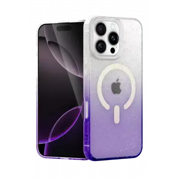 Newface Apple iPhone 16 Pro Max Pummel Shiny Magsafe Kapak - Mor