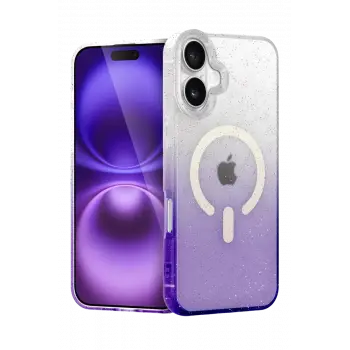 Newface Apple iPhone 16 Pummel Shiny Magsafe Kapak - Mor