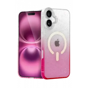 Newface Apple iPhone 16 Pummel Shiny Magsafe Kapak - Pembe