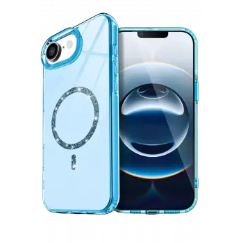 Newface Apple iPhone 16E Live Diamond Magsafe Kapak - Mavi