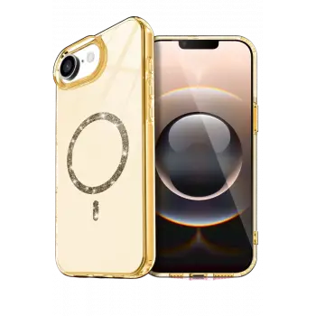 Newface Apple iPhone 16E Live Diamond Magsafe Kapak - Sarı