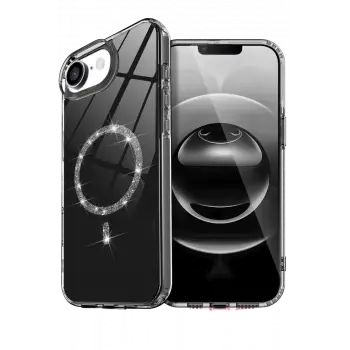 Newface Apple iPhone 16E Live Diamond Magsafe Kapak - Siyah