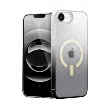 Newface Apple iPhone 16E Pummel Shiny Magsafe Kapak - Siyah