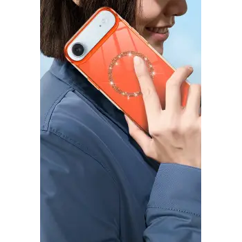 Newface Apple iPhone 17 Air Live Diamond Magsafe Kapak - Mavi