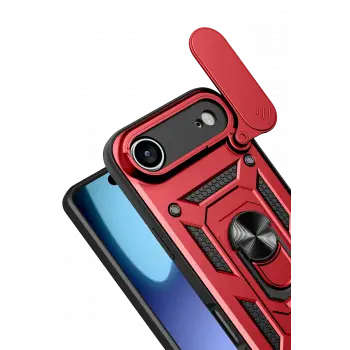 Newface Apple iPhone 17 Air Pars Lens Yüzüklü Silikon - Kırmızı
