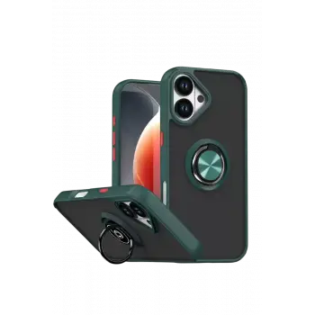 Newface Apple iPhone 17 Montreal Yüzüklü Silikon Kapak - Yeşil