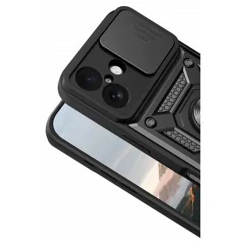 Newface Apple iPhone 17 Pars Lens Yüzüklü Silikon - Siyah