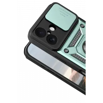 Newface Apple iPhone 17 Pars Lens Yüzüklü Silikon - Yeşil