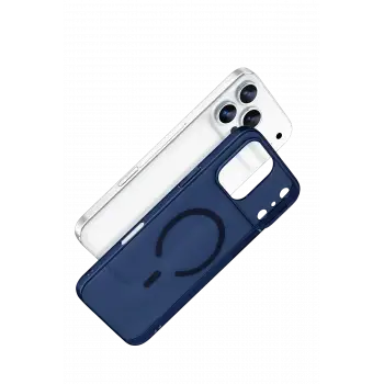 Newface Apple iPhone 17 Pro Combo Sert Şeffaf Magsafe Kapak - Mavi