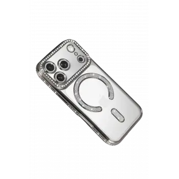 Newface Apple iPhone 17 Pro Joke Simli Magneticsafe Kılıf - Gümüş