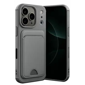 Newface Apple iPhone 17 Pro Kelvin Kartvizitli Silikon - Gri