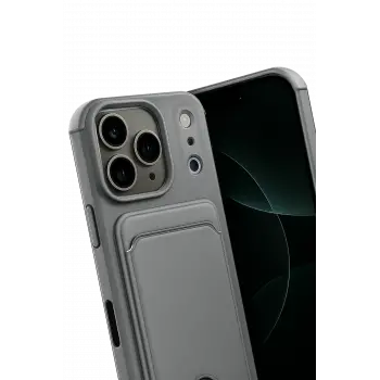 Newface Apple iPhone 17 Pro Max Kelvin Kartvizitli Silikon - Gri