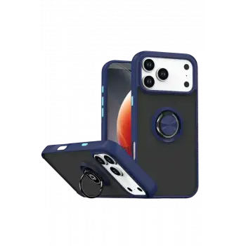 Newface Apple iPhone 17 Pro Max Montreal Yüzüklü Silikon Kapak - Lacivert