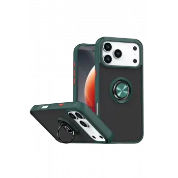 Newface Apple iPhone 17 Pro Max Montreal Yüzüklü Silikon Kapak - Yeşil