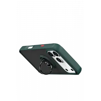 Newface Apple iPhone 17 Pro Montreal Yüzüklü Silikon Kapak - Yeşil