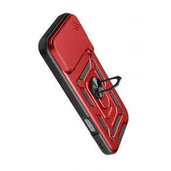 Newface Apple iPhone 17 Pro Pars Lens Yüzüklü Silikon - Kırmızı