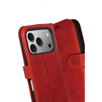 Newface Apple iPhone 17 Pro Trend S Plus Kapaklı Kılıf - Kırmızı