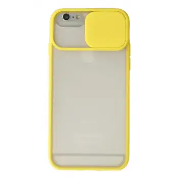 Newface Apple iPhone 6 Kılıf Palm Buzlu Kamera Sürgülü Silikon - Sarı