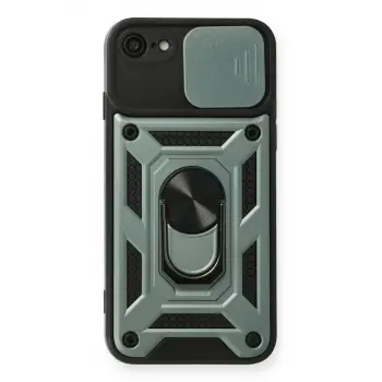 Newface Apple iPhone 7 Kılıf Pars Lens Yüzüklü Silikon - Yeşil