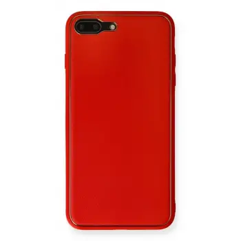 Newface Apple iPhone 7 Plus Kılıf Coco Deri Silikon Kapak - Kırmızı