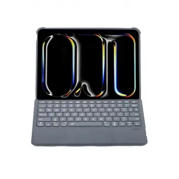 Newface Apple T5510D iPad Pro 13 (2024) Kılıf Palermo Ledli Klavyeli Standlı Tablet Kılıfı - Siyah