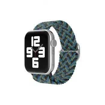 Newface Apple Watch 38mm Star Kordon - Zigzag Mavi-Yeşil