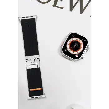 Newface Apple Watch 42mm Forest Kumaş Kordon - Siyah
