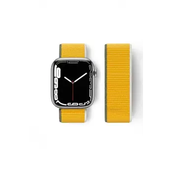Newface Apple Watch 42mm Hasırlı Cırtcırtlı Kordon - Sarı