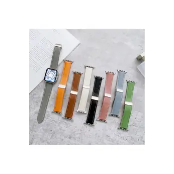 Newface Apple Watch 42mm KR414 Daks Deri Kordon - Pembe