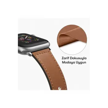 Newface Apple Watch 42mm KR415 Luaz Deri Kordon - Pembe