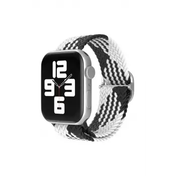Newface Apple Watch 42mm Star Kordon - Siyah-Beyaz