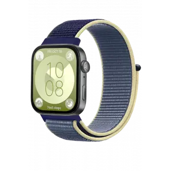 Newface Huawei Fit 4 Hasırlı Cırtcırtlı Kordon - Sarı-Lacivert