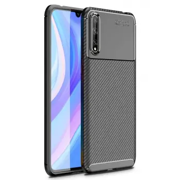 Newface Huawei P Smart S Kılıf Auto Focus Karbon Kapak - Siyah