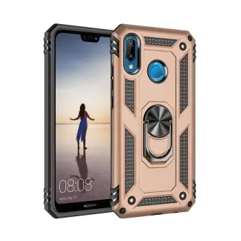 Newface Huawei P20 Lite Kılıf Sofya Yüzüklü Silikon Kapak - Gold