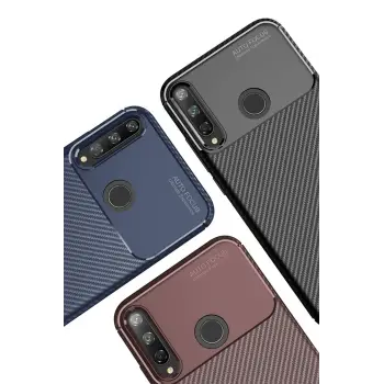 Newface Huawei P40 Lite E Kılıf Auto Focus Karbon Kapak - Siyah