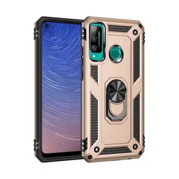 Newface Huawei P40 Lite E Kılıf Sofya Yüzüklü Silikon Kapak - Gold