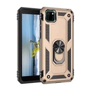 Newface Huawei Y5P Kılıf Sofya Yüzüklü Silikon Kapak - Gold