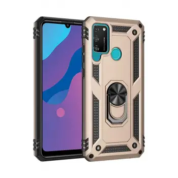 Newface Huawei Y6P Kılıf Sofya Yüzüklü Silikon Kapak - Gold