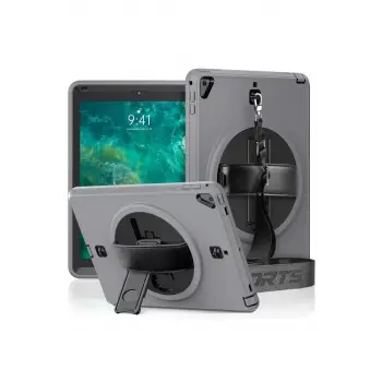 Newface Apple iPad 5 Air 9.7 Kılıf Strap-C Otterbox Tablet Kapak - Gri