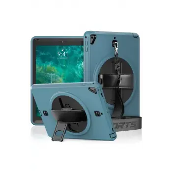 Newface Apple iPad 5 Air 9.7 Kılıf Strap-C Otterbox Tablet Kapak - Mavi