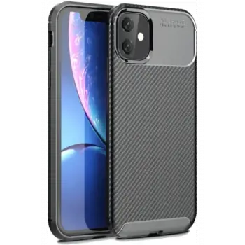 Newface iPhone 11 Kılıf Auto Focus Karbon Kapak - Siyah